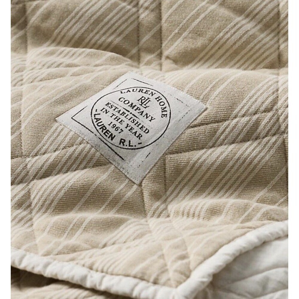 RALPH LAUREN CORBYN Quilt TWIN QUILT BEIGE NEW RARE